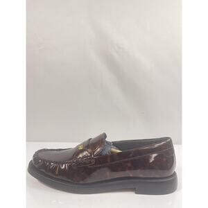 Franco Sarto L-Yulisa Shoes Womens Size 8 Brown Patent Loafers Slip On New Boxed